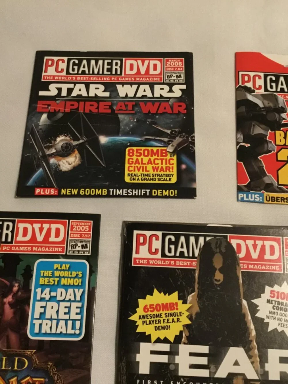 PC Gamer Demo Disc Lot Of 11 CDs More Vintage: WoW, CoD2, Battle Field, Star War